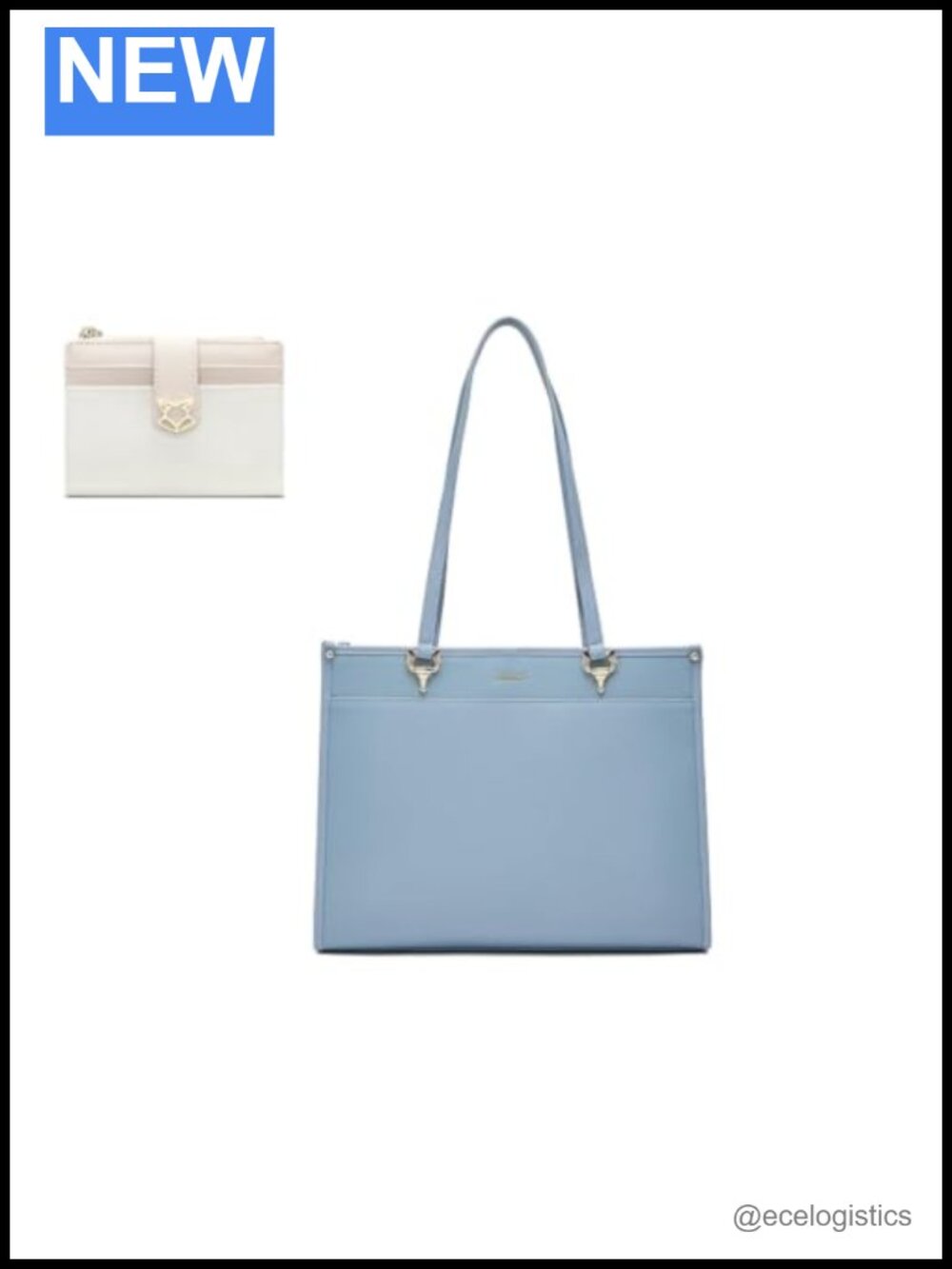 Genuine Leather Tote Bag with Small Wallet